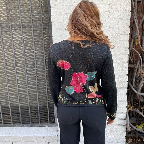 Vintage nancy bolen city girl beaded long sleeve top size L / fits size s-L - Picture 3 of 6